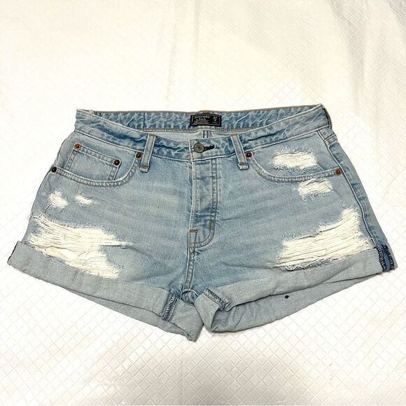Abercrombie & Fitch Ames Low Rise Boyfriend Jean Shorts Distressed Denim Size 4 - Picture 2 of 14